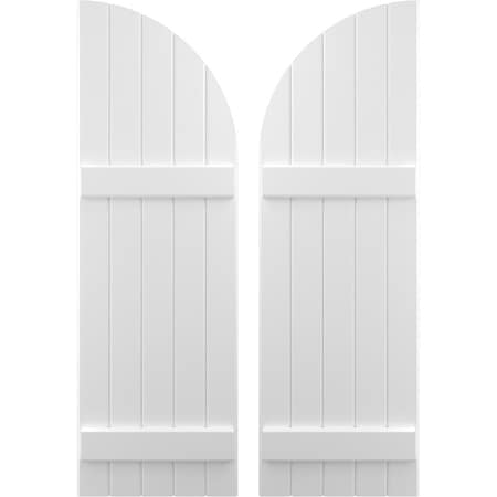 Americraft 5-Board (2 Batten) Wood Joined Board-n-Batten Shutters W/ Arch Top, ARW101BQ518X78WHH